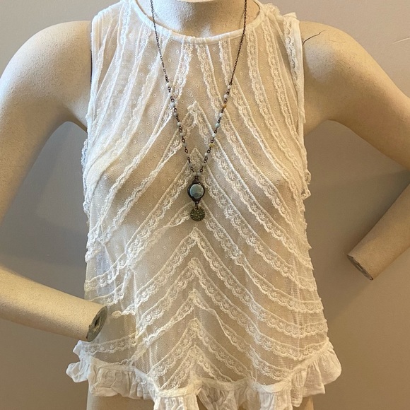FREE PEOPLE white lace top small - Picture 5 of 13
